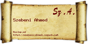 Szebeni Ahmed névjegykártya